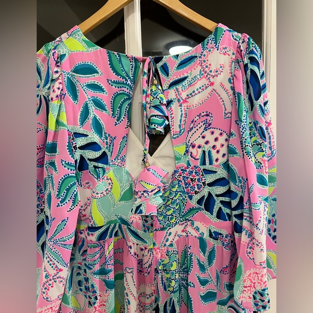Lilly Pulitzer Pastel Floral Maxi Dress in Pink, Blue & Green - Picture 4 of 11